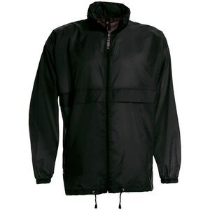 B&C Sirocco Mens Casual Lightweight Showerproof Zip up Rain  Jacket /Coat / Blac